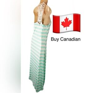 🇨🇦 TRENDYLAND - Lace Racerback Striped Dress (Made in Canada 🇨🇦)